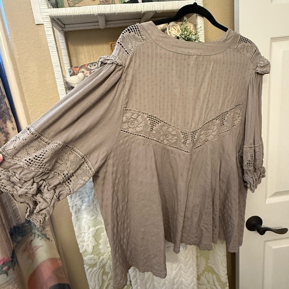 Free People Taupe Lace Blouse - Picture 5 of 7